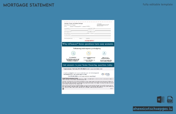 USA Axos Bank Hypothekenabrechnung im Word- und PDF-Format, 3 Seiten, Beispielvorschau